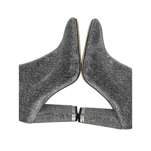 Michael Kors Size 8.5 Mandy Glitter Stretch-Knit Ankle Boots Silver - Picture 5 of 10